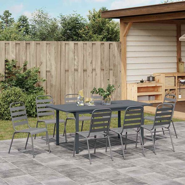 vidaXL Garten Essgruppe 9 pcs Anthrazit Pulverbeschichteter Stahl