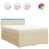 vidaXL Boxspringbett mit Matratze Creme 140x190 cm Stoff