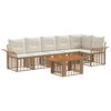 vidaXL Gartensofa-set 7 stk. Nat&uuml;rlich und Cremwei&szlig; Poly-Rattan