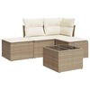 vidaXL 5-tlg. Garten-Sofagarnitur mit Kissen Beige Poly Rattan