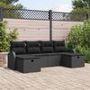vidaXL Sofa Set mit Kissen mit Speicher 6 pcs Schwarz Poly-Rattan