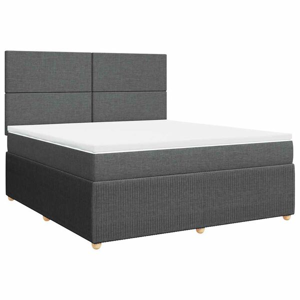 vidaXL Boxspringbett mit Matratze Dunkelgrau 180x200 cm Stoff