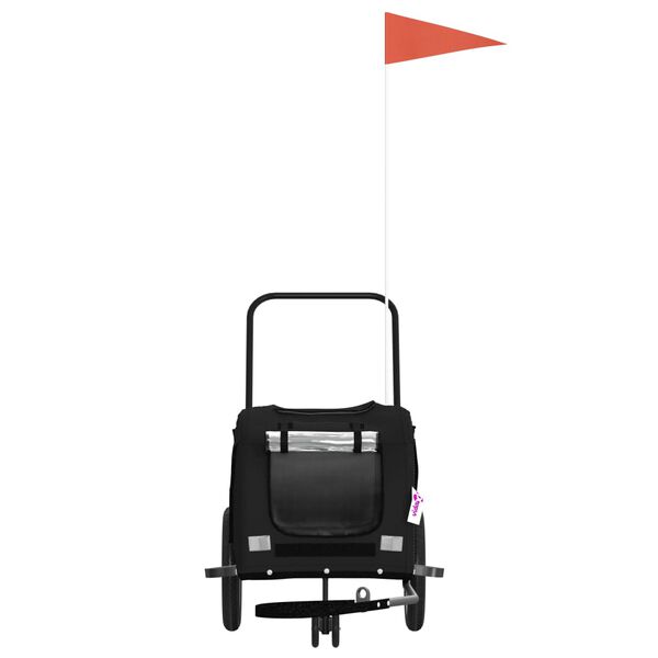 vidaXL Fahrradanhänger Hunde Schwarz Oxford-Gewebe und Eisen