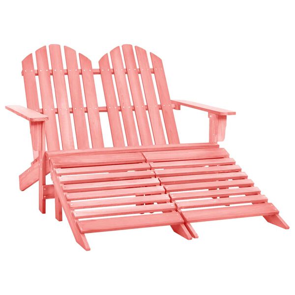 vidaXL Adirondack-Gartenbank 2-Sitzer mit Fußteil Tannenholz Rosa