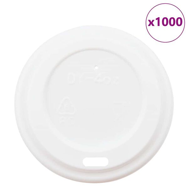 vidaXL Deckel f&uuml;r Pappbecher &Oslash;60 mm 4oz 1000 Stk. Wei&szlig; Kunststoff