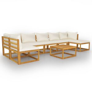 vidaXL 8-tlg. Garten-Lounge-Set mit Auflagen Creme Massivholz Akazie