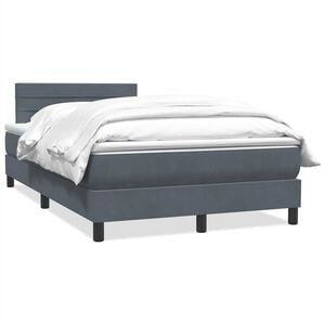 vidaXL Boxspringbett mit Matratze Dunkelgrau 120x220 cm Samt