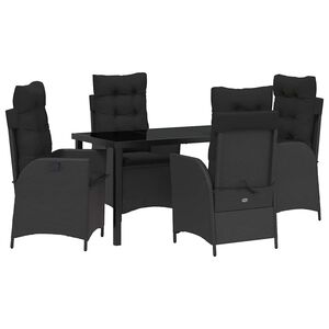 vidaXL Garten Essgruppe mit Kissen 5 pcs Schwarz Poly-Rattan