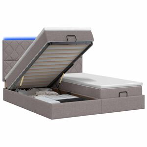 vidaXL Ottoman-Bett mit Matratze und LED Taupe 160 x 200 cm Stoff