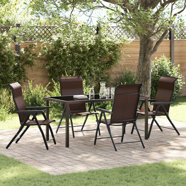 vidaXL Garten Essgruppe 5 pcs Braun Pulverbeschichteter Stahl