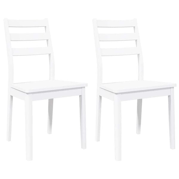 vidaXL Esszimmerstühle 2 Stk. Weiß Massivholz Gummibaum