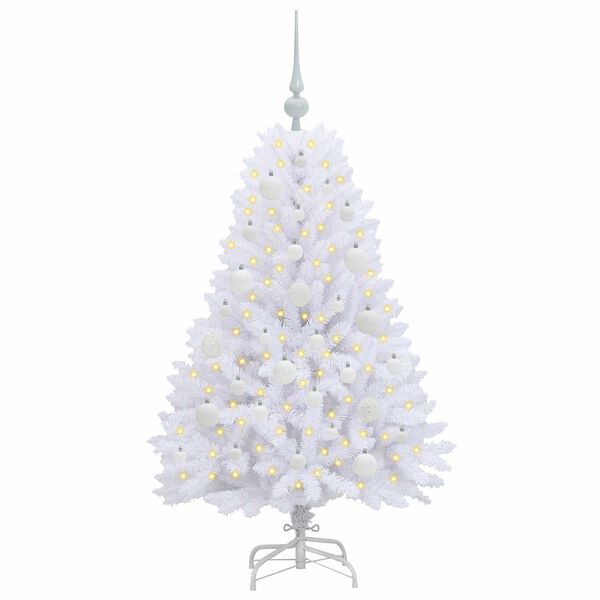 vidaXL K&uuml;nstlicher klappbarer Weihnachtsbaum Wei&szlig; 120 cm PVC und Stahl