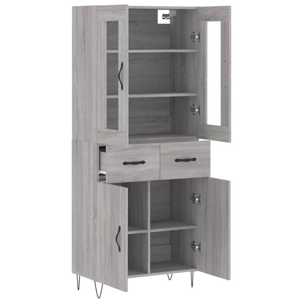 vidaXL Highboard Grau Sonoma 69,5x34x180 cm Holzwerkstoff