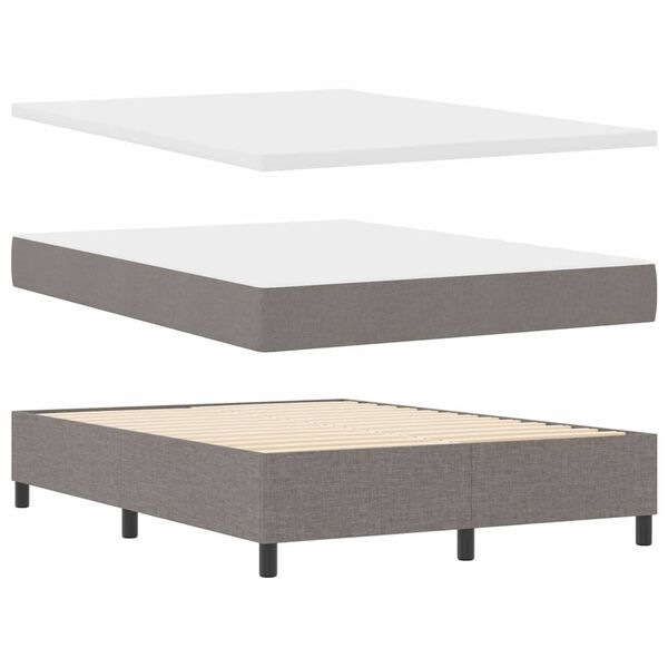 vidaXL Boxspringbett mit Matratze Taupe 160 x 200 cm Stoff