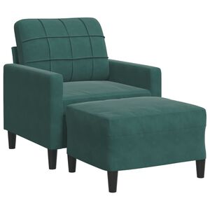 vidaXL Sessel mit Hocker Dunkelgr&uuml;n 60 cm Samt
