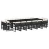 vidaXL 17-tlg. Garten-Essgruppe mit Kissen Schwarz Poly Rattan