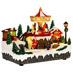 vidaXL Weihnachtsdorf-Szene mit Karussell SALO 25,5 x 16 x 21,5 cm