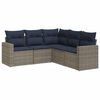 vidaXL 5-tlg. Garten-Sofagarnitur mit Kissen Grau Poly Rattan