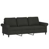 vidaXL 3-Sitzer-Sofa mit Kissen Schwarz 180 cm Stoff