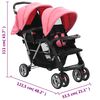 vidaXL Tandem-Kinderwagen Stahl Rosa und Schwarz