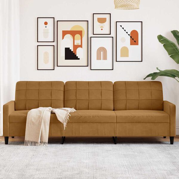 vidaXL 3-Sitzer-Sofa Braun 210 cm Samt
