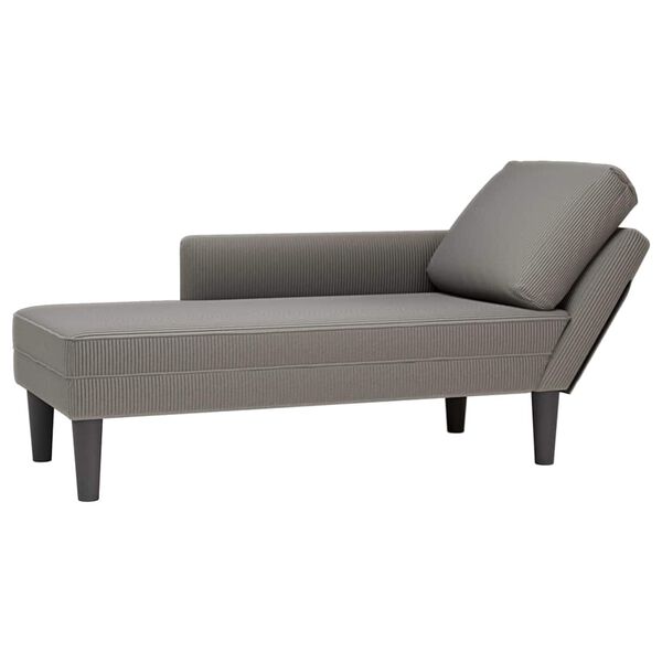 vidaXL Chaiselongue mit Kissen Hellgrau Cordstoff