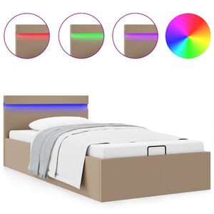 vidaXL Stauraumbett mit LED Cappuccino-Braun Kunstleder 90&times;200cm