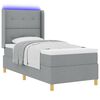 vidaXL Boxspringbett mit LED-Lichtleisten Hellgrau 90 x 200 cm Stoff