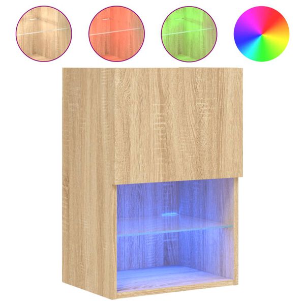 vidaXL TV-Schrank mit LED-Leuchten Sonoma-Eiche 40,5x30x60 cm