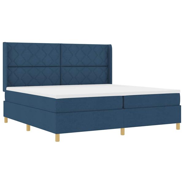 vidaXL Boxspringbett mit Matratze mit LED Blau 200 x 200 cm Stoff