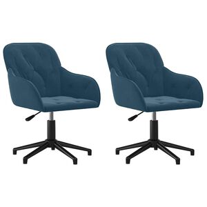 vidaXL Esszimmerst&uuml;hle 2 Stk. Drehbar Blau Samt