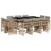 vidaXL 11-tlg. Garten-Essgruppe mit Kissen Beigemischung Poly Rattan