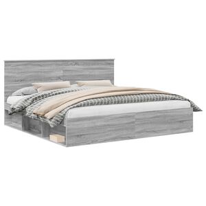 vidaXL Bettrahmen Graues Sonoma 200 x 200 cm Massives Kiefernholz