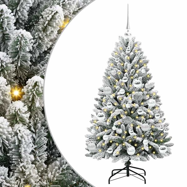 vidaXL K&uuml;nstlicher Weihnachtsbaum Gr&uuml;n und Wei&szlig; 120 cm PVC und Metall