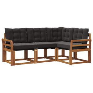 vidaXL Outdoor-Sofagarnitur mit Kissen 4 pcs Nat&uuml;rlich und Schwarz