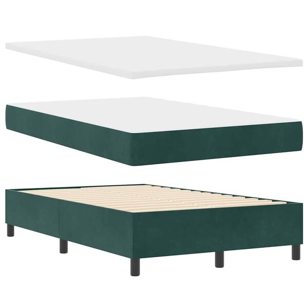 vidaXL Boxspringbett mit Matratze Dunkelgr&uuml;n 120 x 190 cm Samt