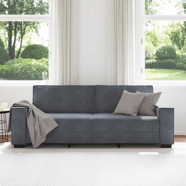 vidaXL 3-Sitzer-Sofa Dunkelgrau 220x78x84 cm Samt