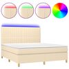 vidaXL Boxspringbett mit Matratze & LED Creme 160x200 cm Stoff