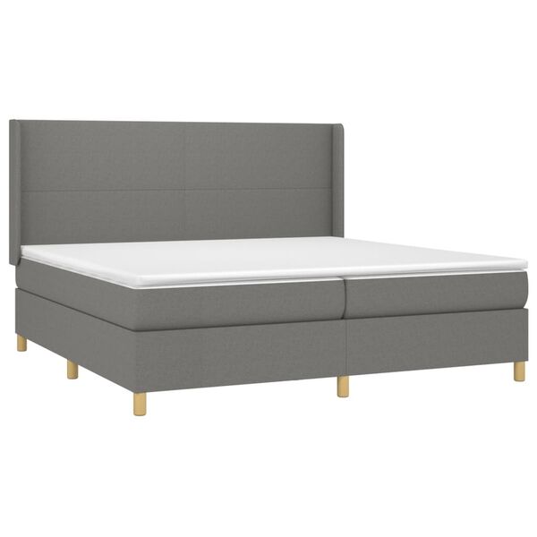 vidaXL Boxspringbett mit Matratze Dunkelgrau 200x200 cm Stoff