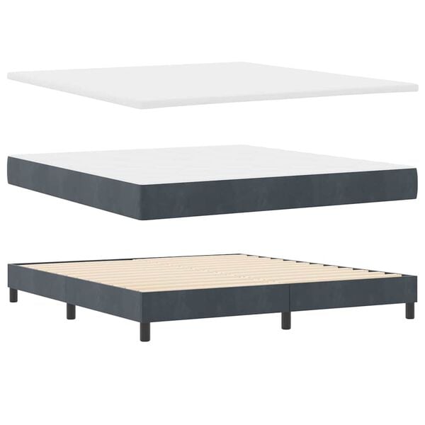 vidaXL Boxspringbett mit Matratze Dunkelgrau 200 x 180 cm Samt