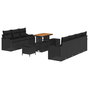 vidaXL Gartensofa-set mit Kissen 10 pcs Schwarz Poly-Rattan