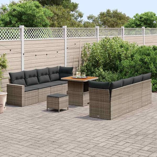vidaXL Garten-Sofa-Set 11 pcs Grau Poly-Rattan