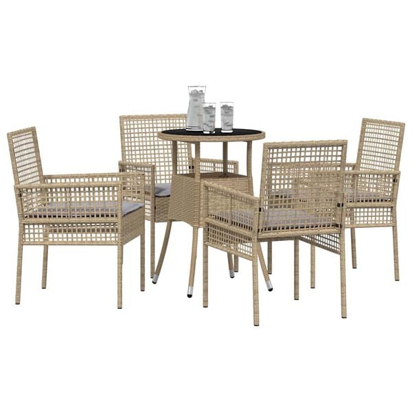 vidaXL Garten Essgruppe 5 pcs Beige Poly Rattan