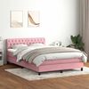 vidaXL Boxspringbett mit Matratze & LED Rosa 140x220 cm Samt