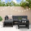 vidaXL 5-tlg. Garten-Lounge-Set mit Kissen Schwarz Massivholz
