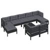 vidaXL 10-tlg. Garten-Lounge-Set mit Kissen Schwarz Kiefer Massivholz