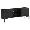 vidaXL TV-Schrank Schwarz 115x30x46 cm Massivholz Mango