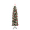 vidaXL K&uuml;nstlicher schlanker Weihnachtsbaum Gr&uuml;n und Wei&szlig; 120 cm