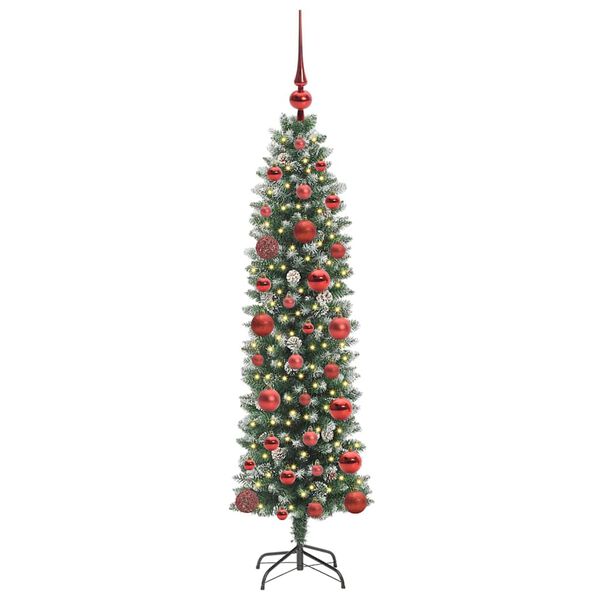 vidaXL K&uuml;nstlicher schlanker Weihnachtsbaum Gr&uuml;n und Wei&szlig; 120 cm