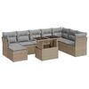 vidaXL 9-tlg. Garten-Sofagarnitur mit Kissen Beige Poly Rattan